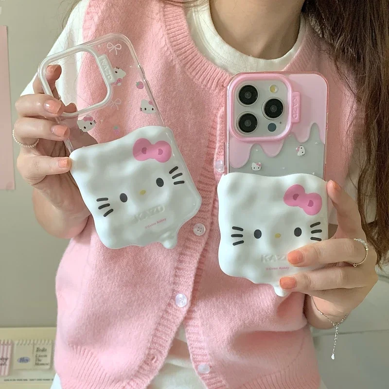 Cute Cartoon Sanrio Hello Kitty Ice cream Transparent Phone Case For iPhone 15 14 13 12  Pro Max Shockproof Soft TPU Cover