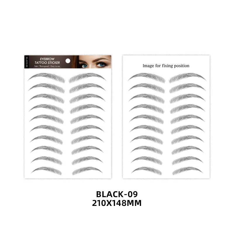 Water-based Hair-liked Eyebrow Tattoo Sticker Waterproof Long Lasting Makeup False Eyebrows Stickers for Brow Grooming Shaping