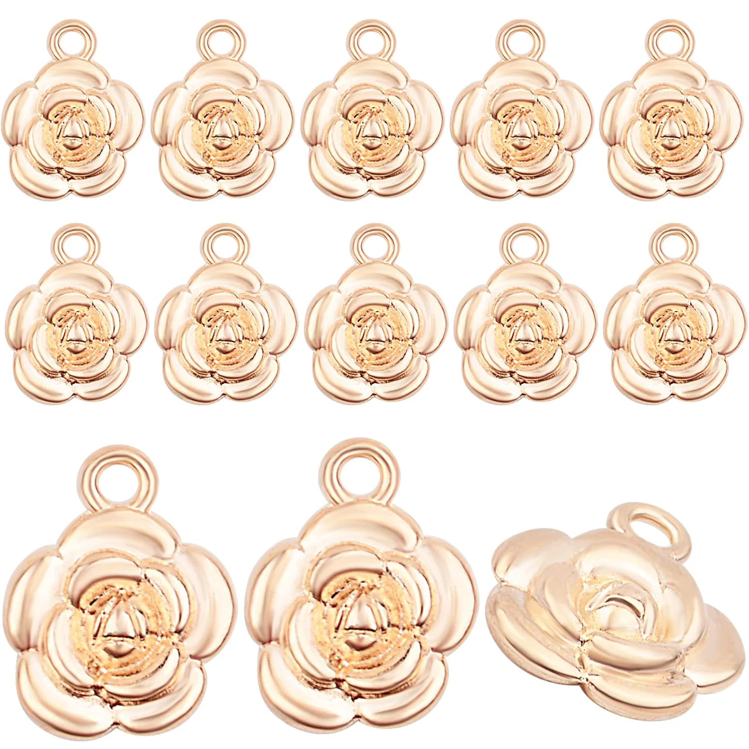 

60pcs Rose Charm Pendant,Rose Flower Charms Flower Bead Charms Craft Supplies for Jewelry DIY Necklace Earrings Bracelet Making