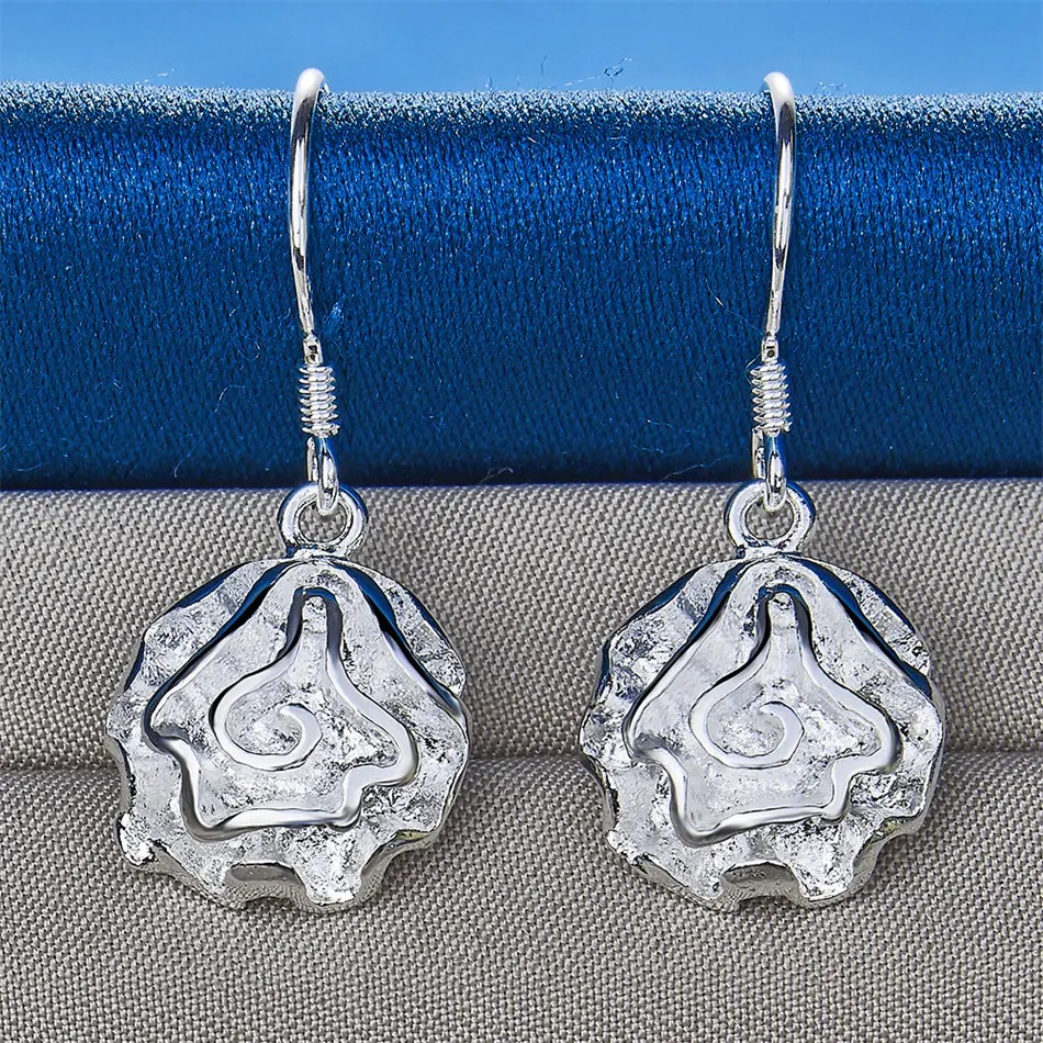 Boucles d'oreilles roses en argent sterling 925 pour femmes, 28MM, accessoires de mode, bijoux élégants pour fête de mariage, flambant neufs