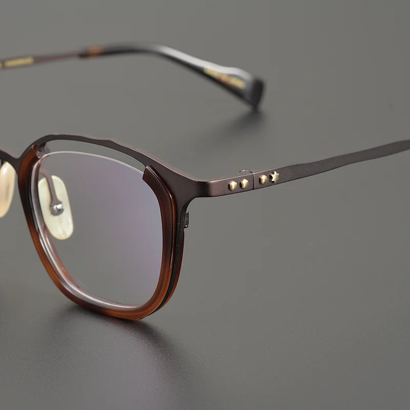 

2025 Jewelry grade! Japanese designer original irregular shape pure titanium glasses frame personalized literary myopia frame