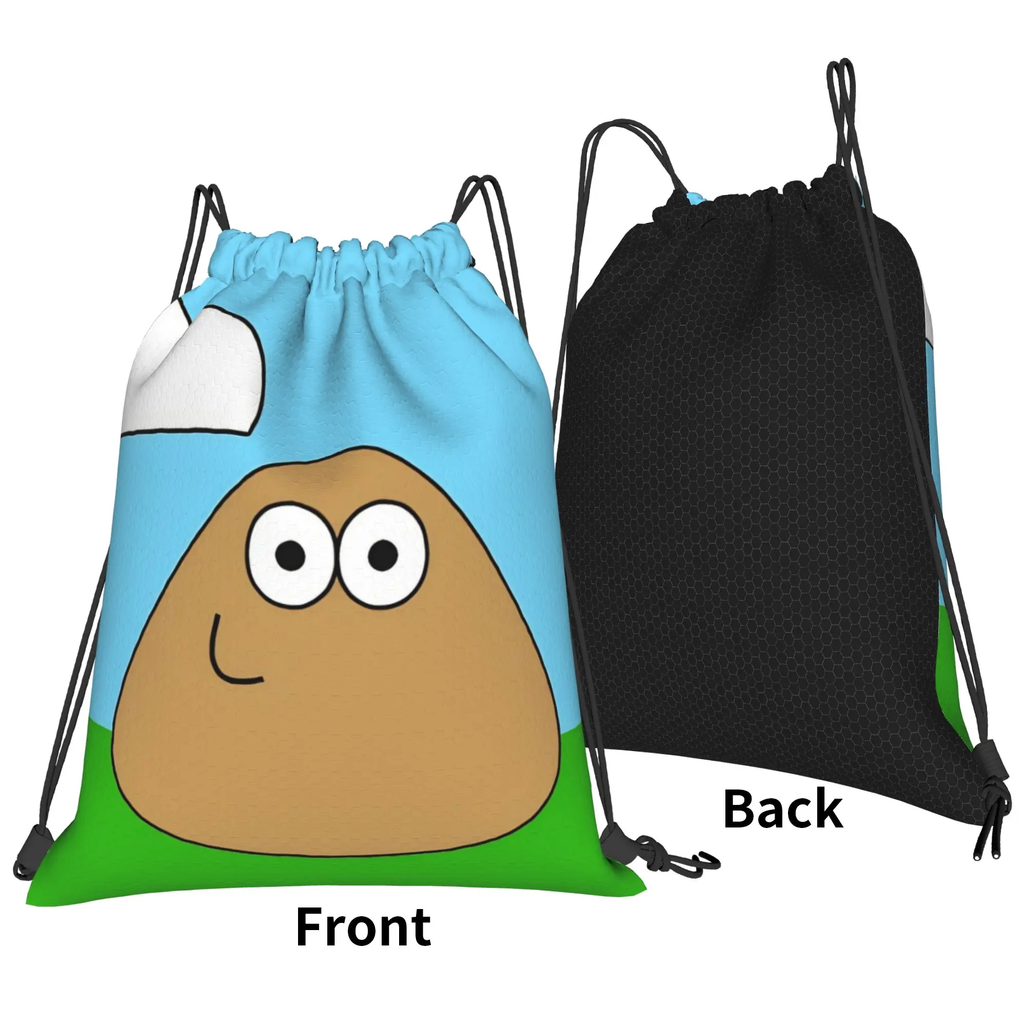 My Pet Alien Pou Backpack Drawstring Sports Bags Gym Bag Water Resistant Game Cartoon String Sackpack Yoga 36cm (W) x 43cm (H)