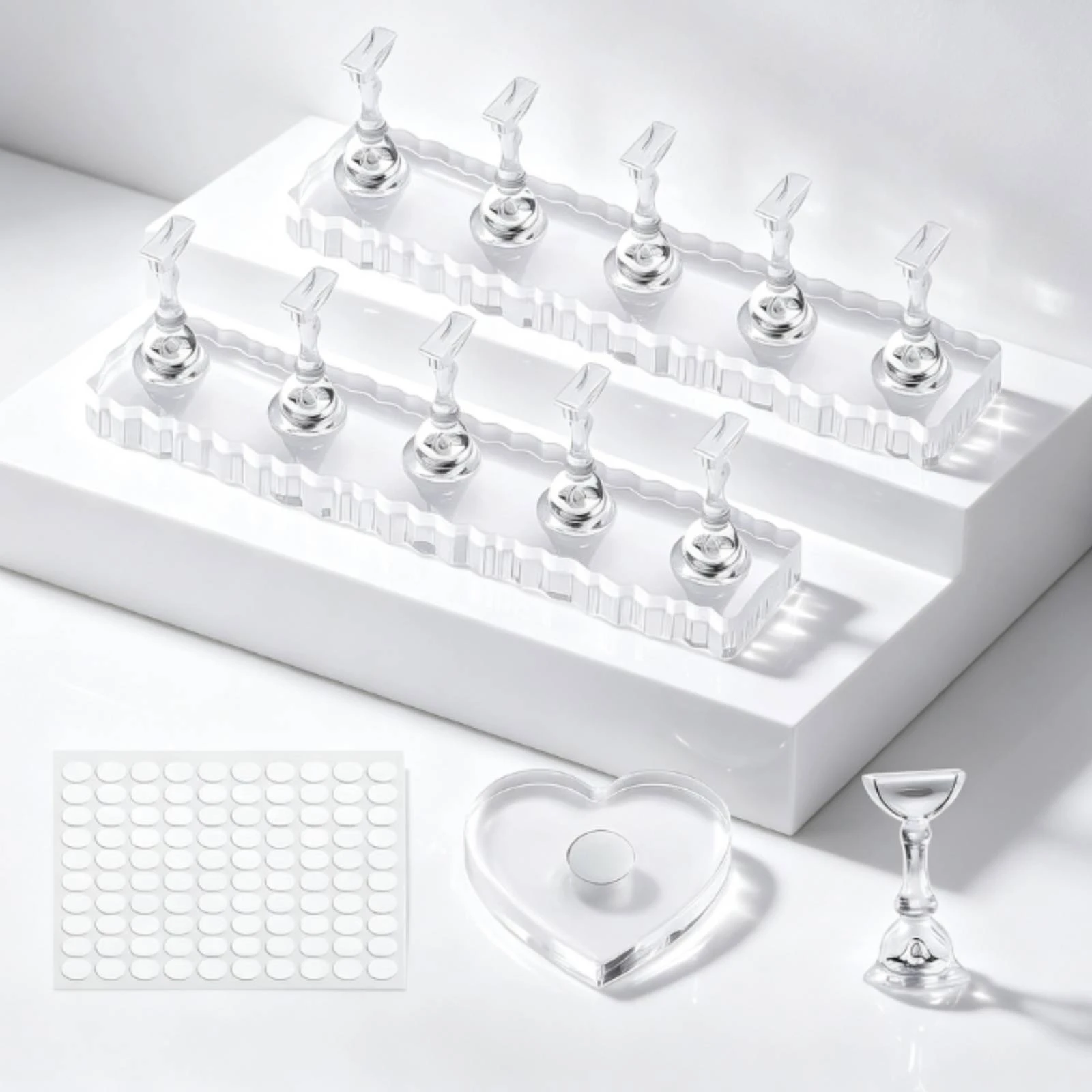 Nail Practice Stand with Heart-Shaped Base Beginner-Friendly Transparent Acrylic Nail Art Practice and Display Stand Portable