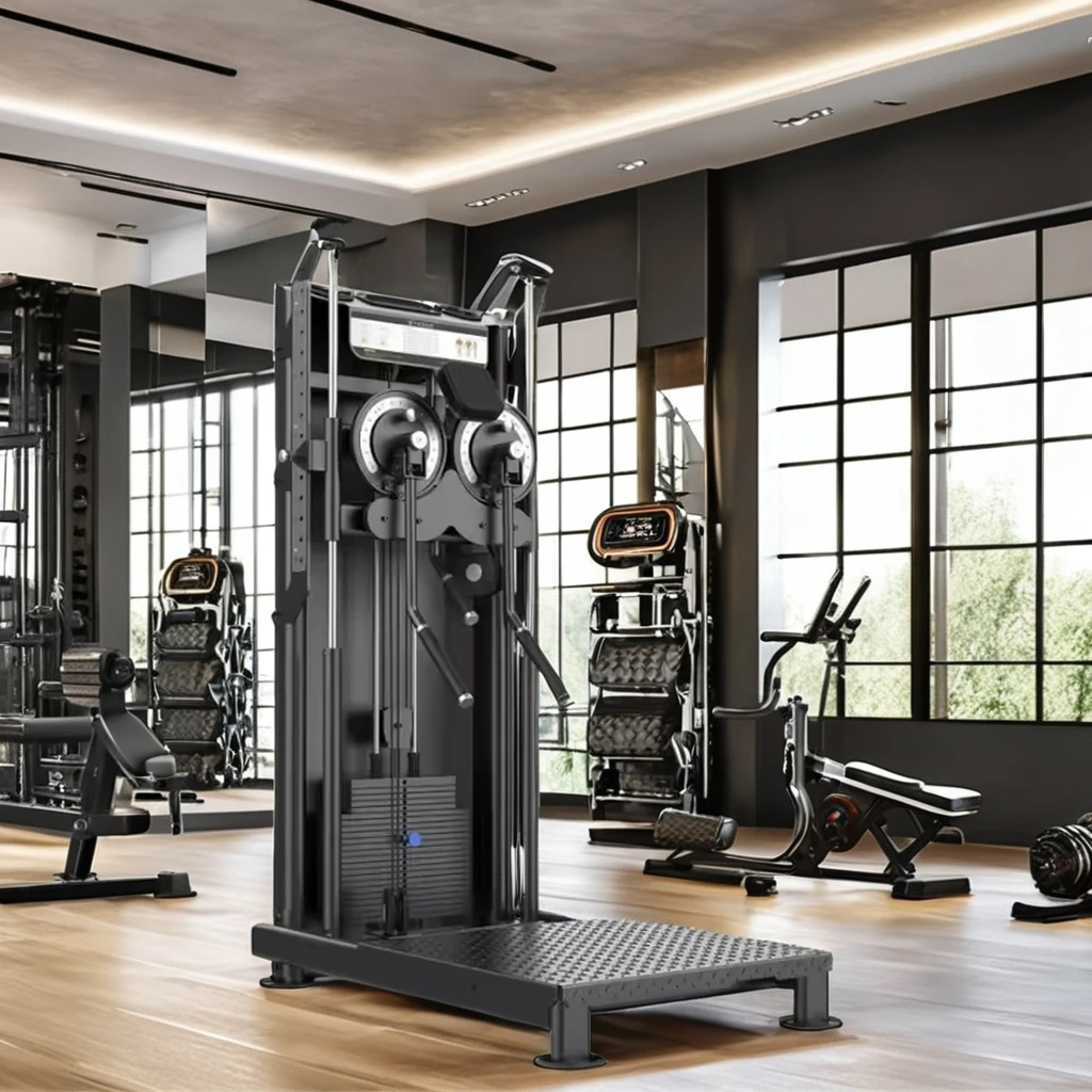 

Commercial Standing Multi Flight Machine, Dual Pulley Gym Trainer With 96kg Stack, PVC Handles, Strength Fitness Equipment