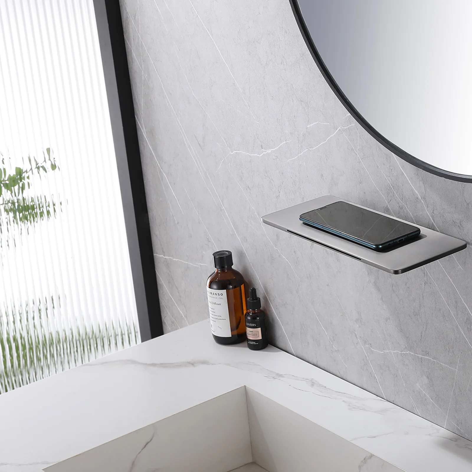 Wall Mounted Waterfall Tub Filler Spout Single Hole Bathtub Spout Faucet Bathroom High Flow Tub Filler Nozzle Gray