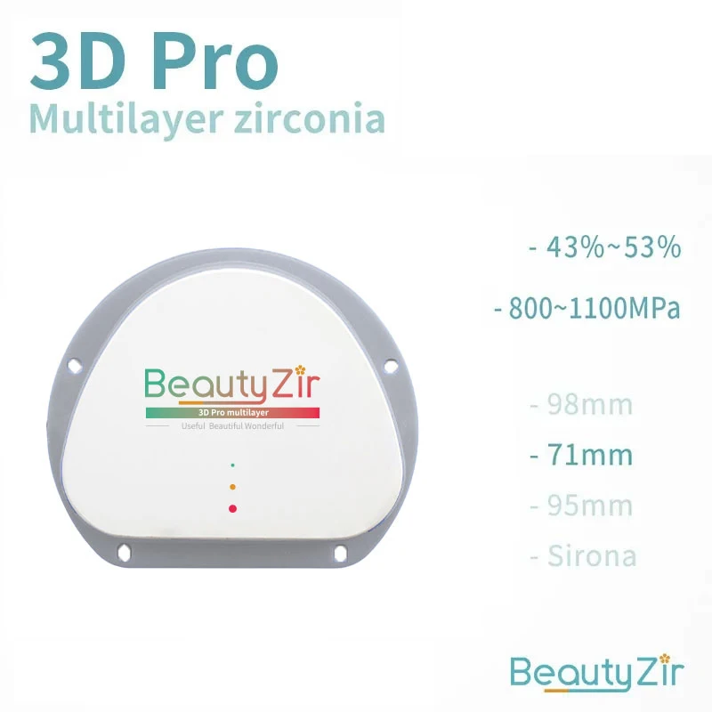 Beautyzir Dental Zirconia 3DPro Multilayer 71mm Amann Denture repair materials Super Translucency