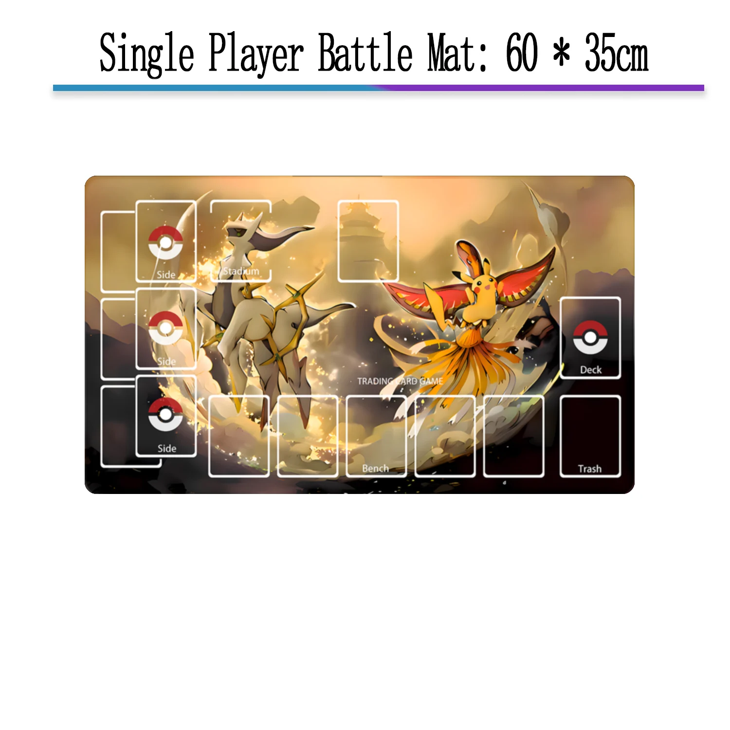 การ์ด PTCG Playmat Pad สองคนเดียวการ์ดภาพการ์ตูนคลาสสิก Charizard Mewtwo Bulbasaur Charmander Squirtle Meowth