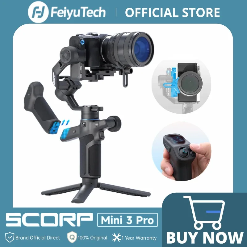 Подвес FeiyuTech SCORP Mini 3 Pro с отслеживанием AI 4,0, съемной дистанционной ручкой, для беззеркальной камеры, экшн и смартфона Подвес FeiyuTech SCORP Mini 3 Pro с отслеживанием AI 4,0, съемной дистанционной ручкой, для беззеркальной камеры, экшн и смартфона