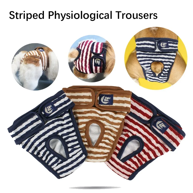 Pet Striped Physiological Trousers Anti Harassment Cotton Dog Menstrual Elasticated Edges Prevent Strangulation Pet Products