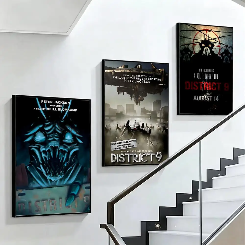 movie District 9 Poster HD poster black and white simple home decoration suitable for living room bedroom corridor and gift