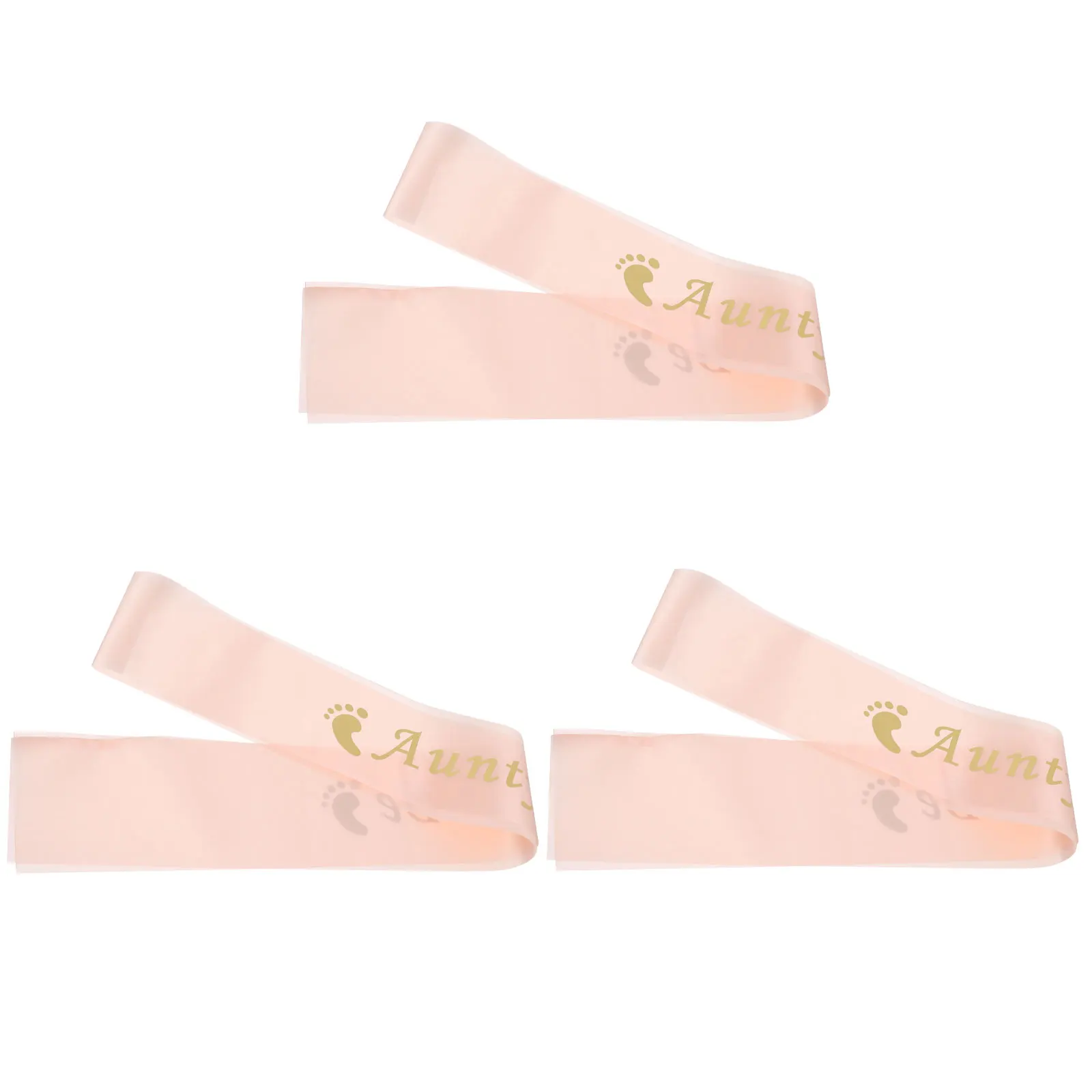 

3pcs Sash Premium Satin Ceremonial Belt Birthday Accessories Golden Printing Footprints Decor Etiquette Belt