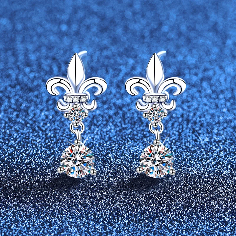 

Moissanite Tassel Iris Earrings Women PT950 Platinum - Delicate iris, swaying tassel, platinum romance