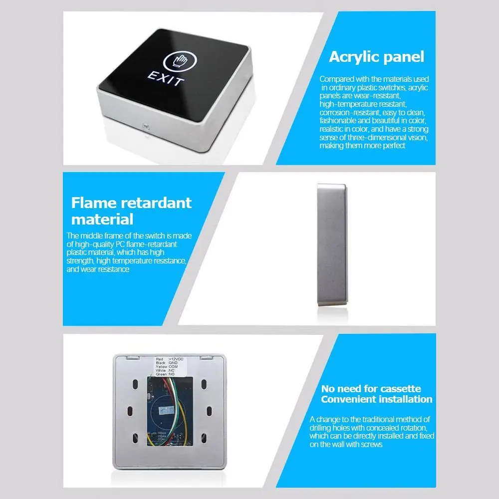 Contactless Hardware Accessories Access Button Gate Opener Access Control System Door Exit Switch