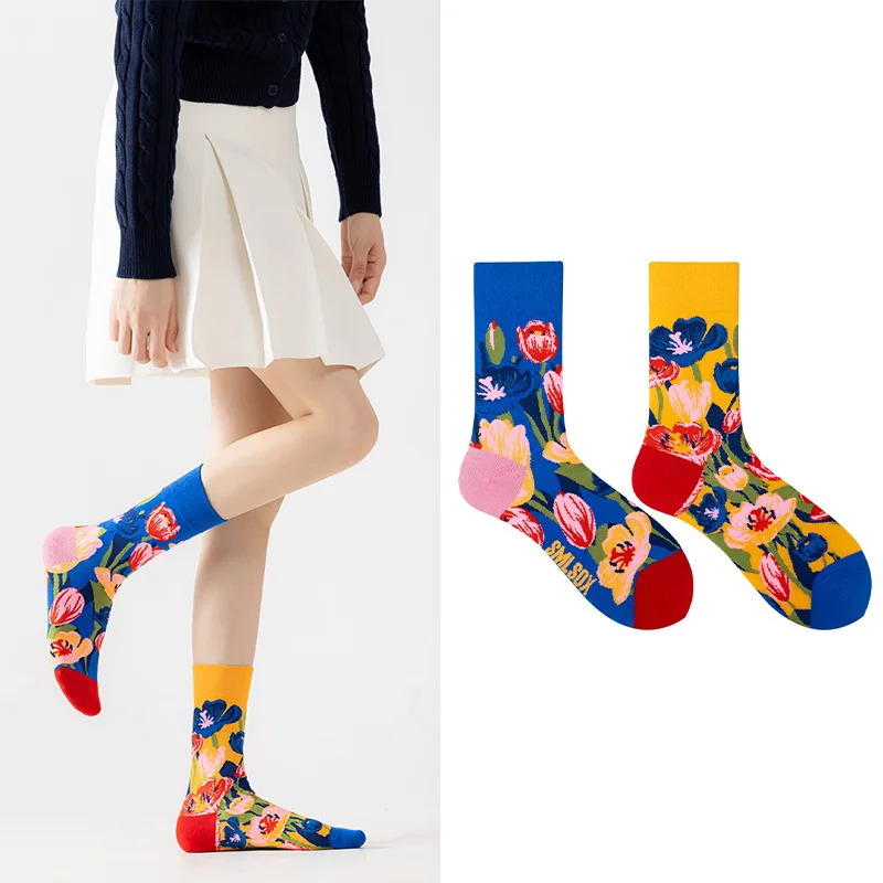 

3 Pair Man Women Sock Original AB Tide Socks Colorful Cat Dog Koala Cow Cotton Socks Four Seasons Unisex Socks for Birthday Gift