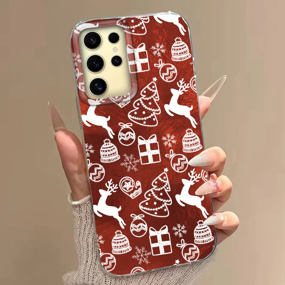 Frohe Weihnachten Roter Elch Frauen Mädchen Handyhülle für Samsung Galaxy S24 S22 S23 S25 Edge S21 Plus S20 FE Ultra Shell Back TPU Cover
