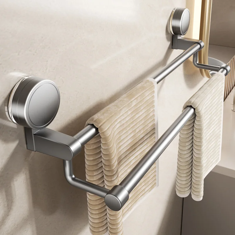 Ventouse salle de bain porte-serviettes porte-serviettes support mural sans perceuse support 30/40/50cm porte-serviettes Double tige 2 niveaux appartement
