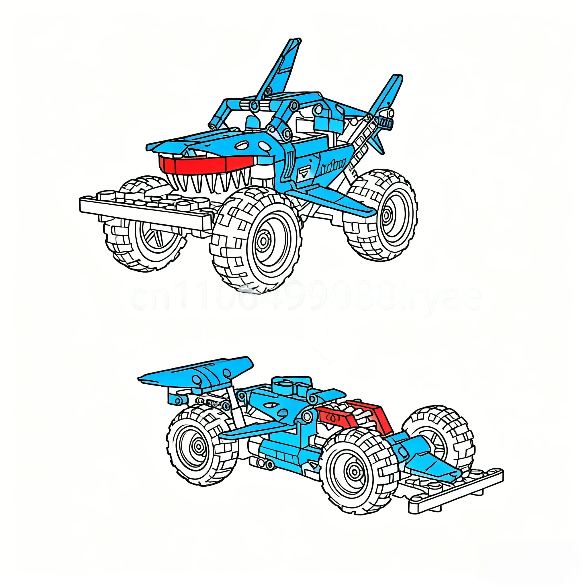 

LEGP Technology monster Off-road vehicle building block set 2-in-1 Stunt pull-back children's toy boy Christmas Gift