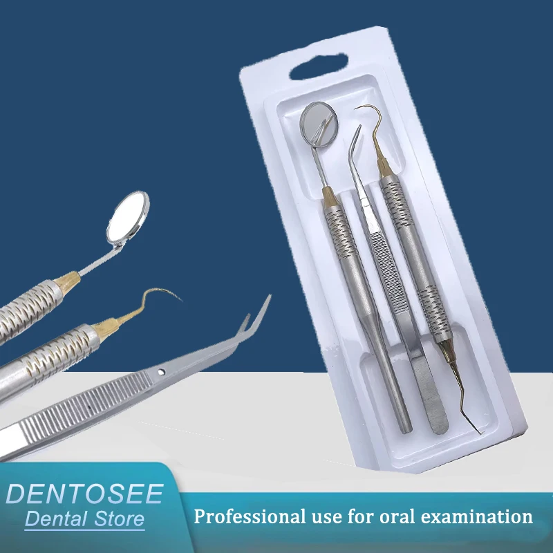 

3 шт., стоматологические зеркальные пинцеты, набор зондов, инструменты для чистки зубов из нержавеющей стали для стоматолога, профессиональный набор инструментов для осмотра полости рта