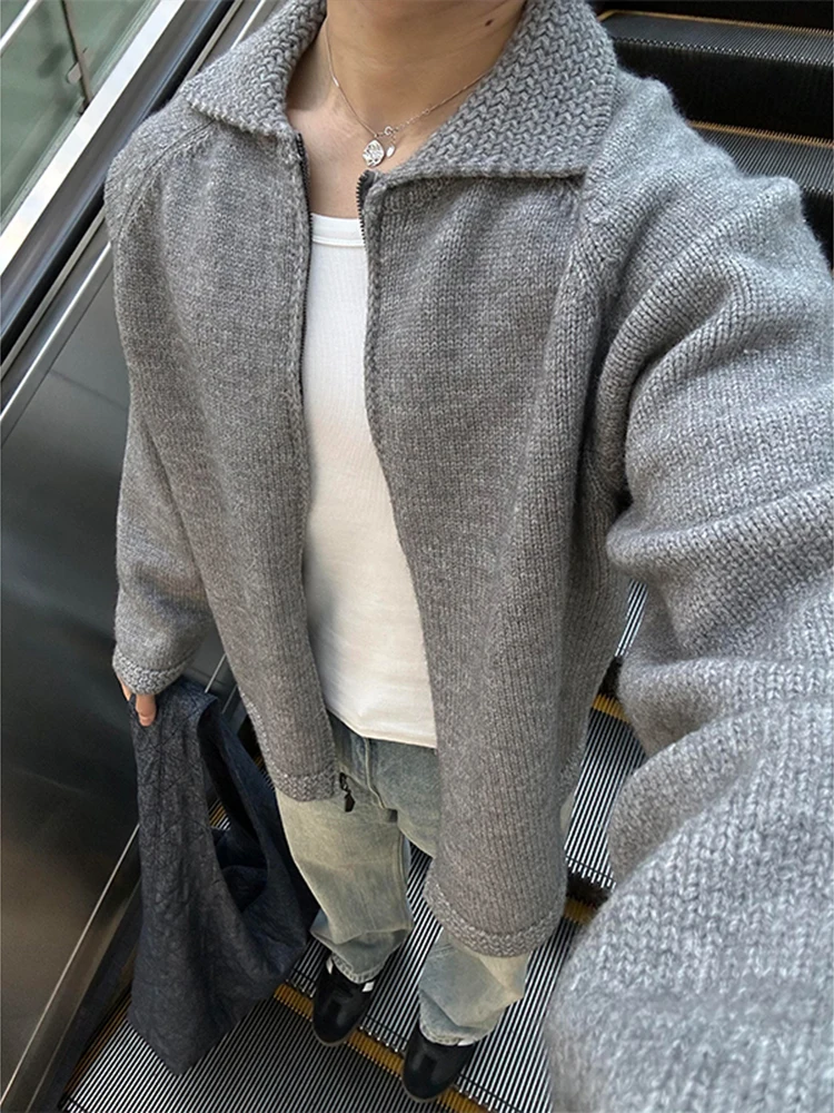 

Мужской вязаный кардиган Cleanfit с отложным воротником, в американском ретро-стиле, модный бренд, свободный крой, зимний, с длинными рукавами