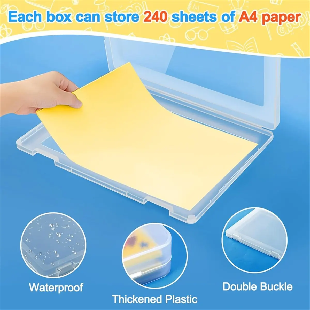 AT16 4 Pack A4 File Box Paper Storage Rack Document Protector for Magazines, , School Supplies