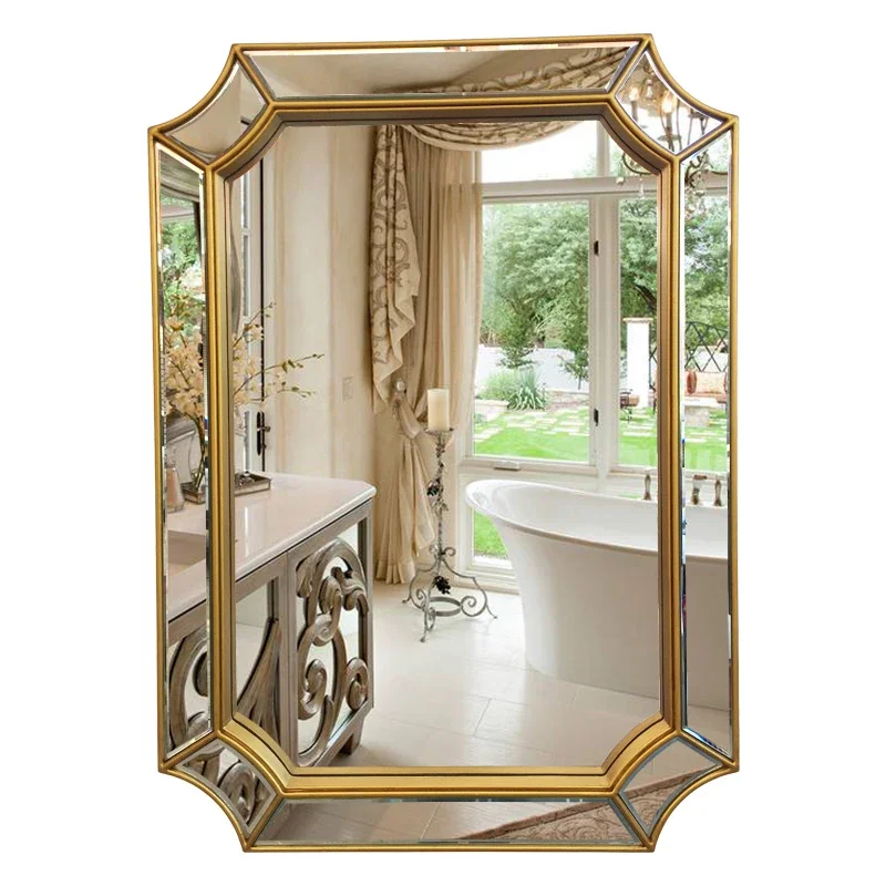 

Large Bathroom Mirror Vanity Luxury Irregular Golden Shower Mirror Aesthetic Espejo Cuerpo Entero Home Improvement