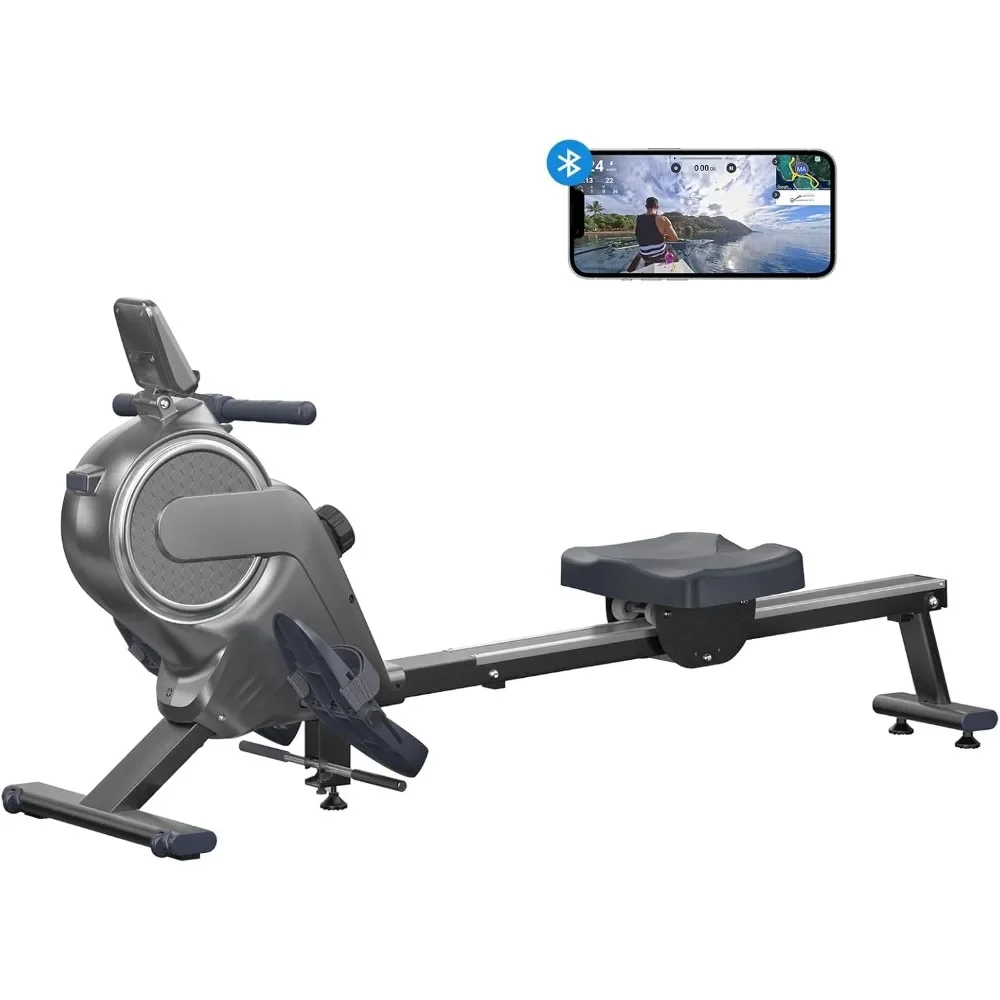 Home rowing machine rowing machine up to 350 pounds magnetic rowing machine with 16 levels of workout resistance durable slides