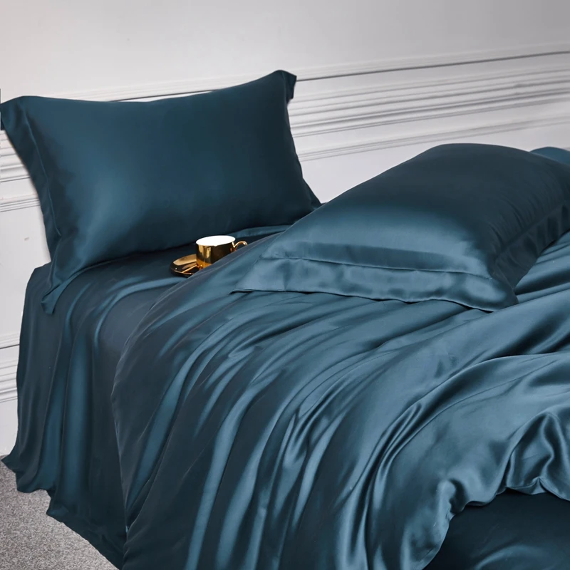 Natural Mulberry Silk Bedding Set Household Bed Sheet Quilt Cover Set Pillowcase Queen King Size Bed Cover Set