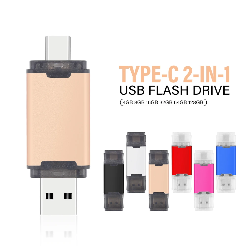 新しい Type-C 2 in 1 OTG 128GB 64GB ペンドライブ高速 USB フラッシュ ドライブ OTG ペン ドライブ 64GB 128GB 2 in 1 タイプ C OTG USB フラッシュ ドライブ