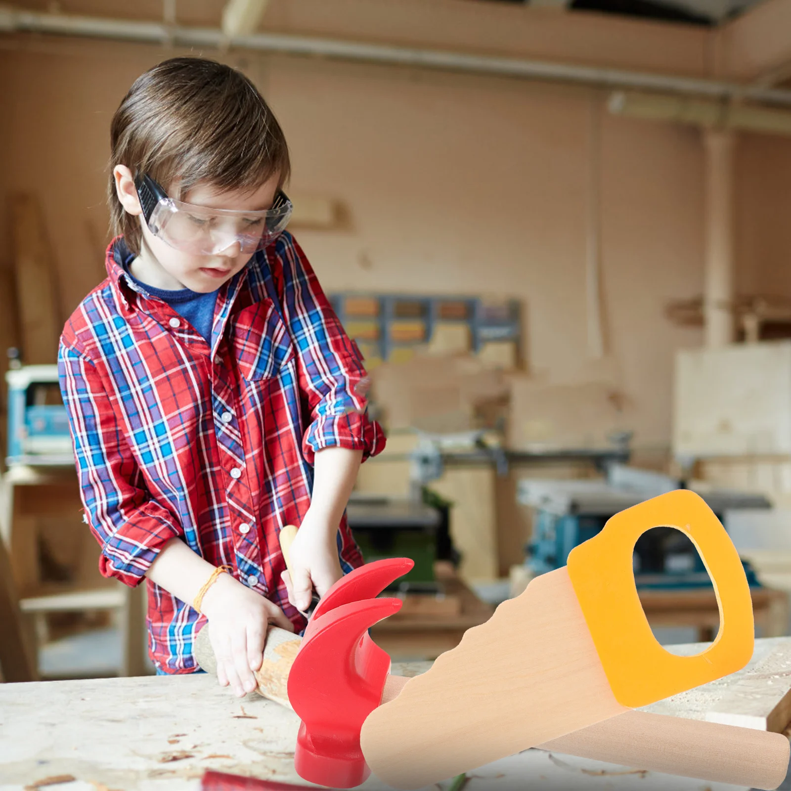 

1Set Kids Wooden Tool Set Pretend Play Learning Game Simulation Hammer Saw Screwdriver Made of High Quality Wood Enhances