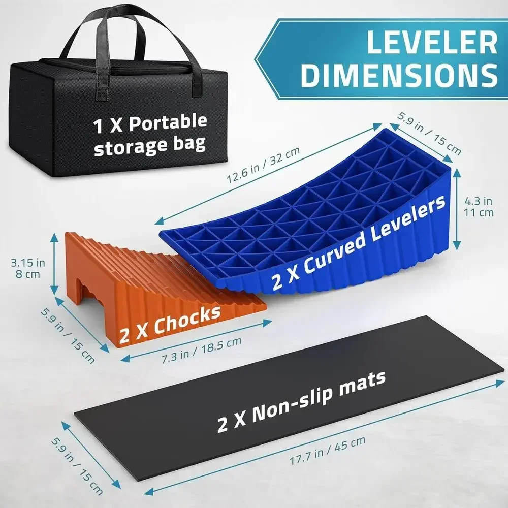 PAULINN RV Camper Levelers, 2 Packs RV Leveling Blocks Heavy Duty & Upgraded Up to 35,000 lbs, Curved Leveling RV Accessories wi view 6