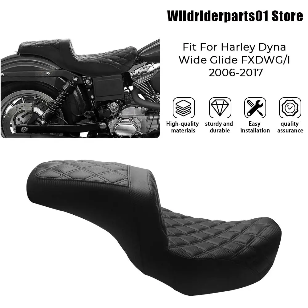 Motorcycle Accessories Two-Up Driver Rider Passenger Saddle Cushions Seat Black Fit For Harley Dyna FLD 2012 -2016