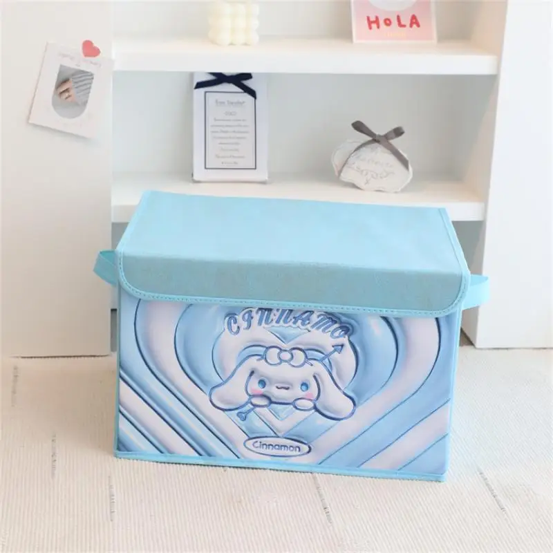 

Kuromi Cartoon Large Storage Box Sanrio Portable Foldable Bedroom Dormitory Debris Dust-Proof with Lid Kawaii Anime Storage Box