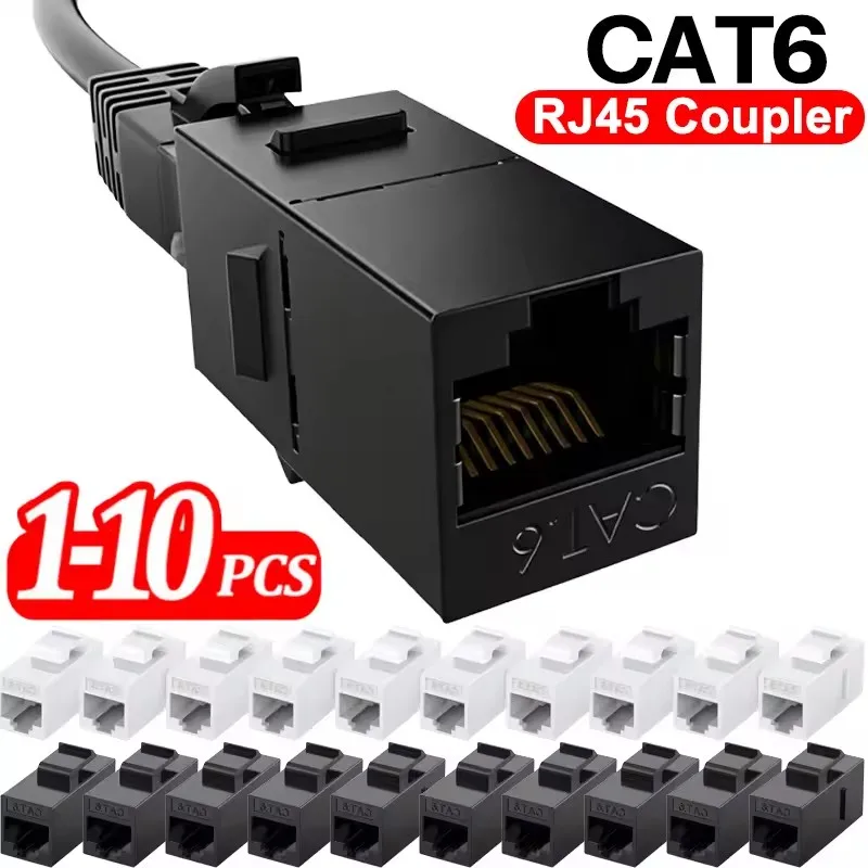 1-10pcs RJ45 Connector Cat 6 Ethernet Network Cable Extender Keystone Adapter RJ45 Female To Female Insert CAT6 Keystone Coupler