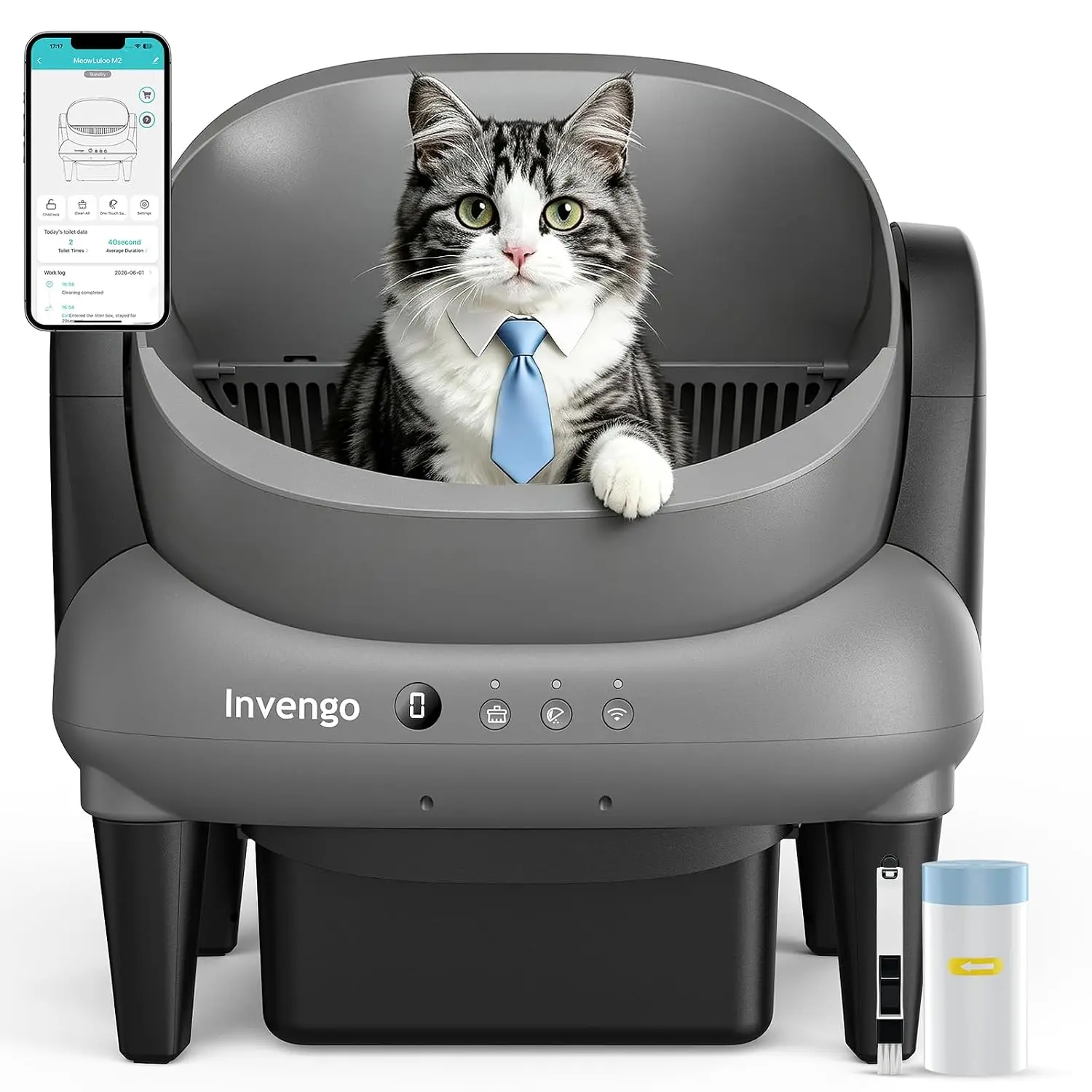 Automatic Cat Litter Box Self Cleaning, App Control, Safe Anti-Pinch Litter Box Open Top, Automatic for Multi-Cat, Customized