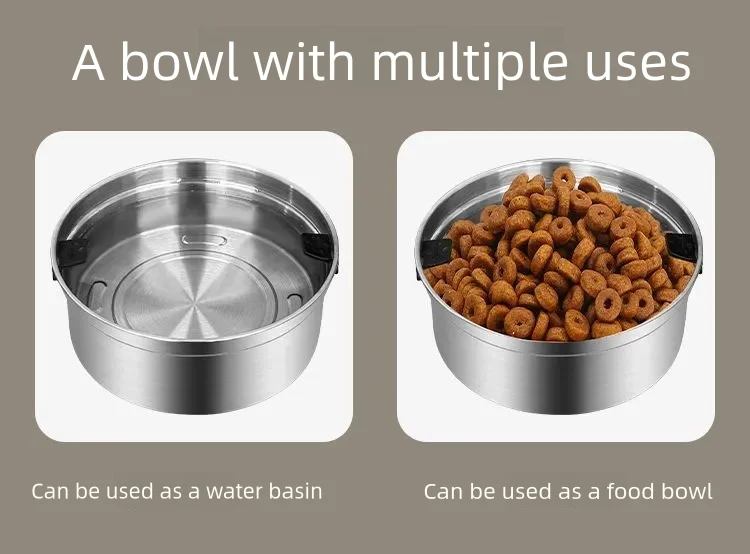 304 Edelstahl Schwimmende Napf-Wasserschale für Katzen und Hunde – Große runde Futterschale für Haustiere, hält den Maul trocken – Detail 9