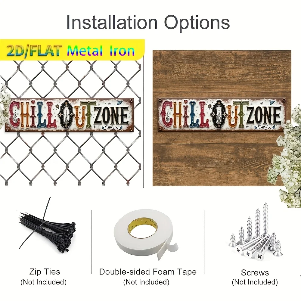 CIFBUY Relax Zone Aluminum Wall Art Sign Waterproof Wear Resistant Rustic Farmhouse Home Garden Cafe Garage Porch Decor Gift