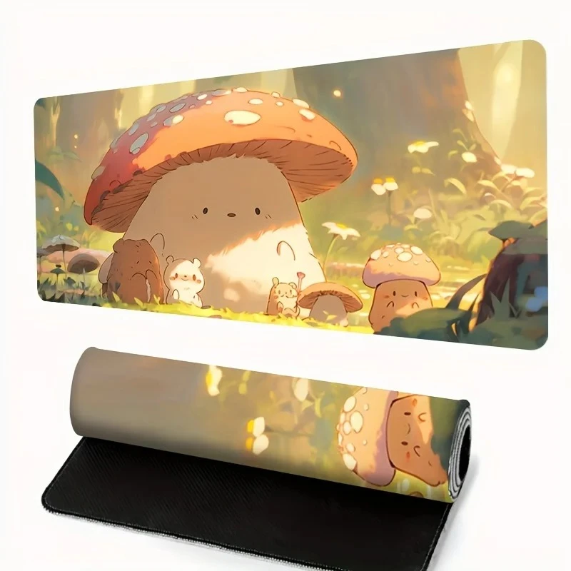 

Коврик для мыши в стиле аниме-гриб, коврик для клавиатуры ПК, резиновый с HD-принтом, противоскользящий и прочный, подходит для геймеров и профессионалов.