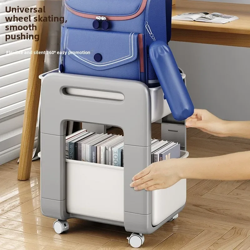 Organizer Wheels Trolley Cart Removable Storage Rack Small Cart Deskside Mobile Book Storage Cart Backpack School Bag Storage