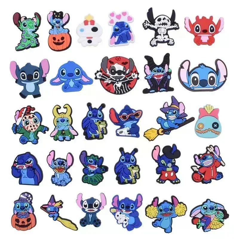 30Pcs  Cute Disney Stitch Shoe Charms Cartoon Stitch Shoe Accessories for Clogs Women Men Kids Shoe Decoration