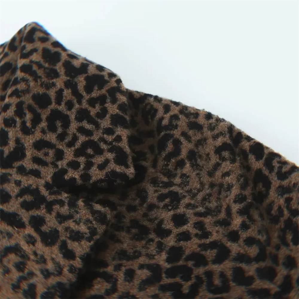 2024 abrigo de lana con estampado de leopardo cortavientos para mujer otoño e invierno nuevo abrigo de gama alta medio a largo