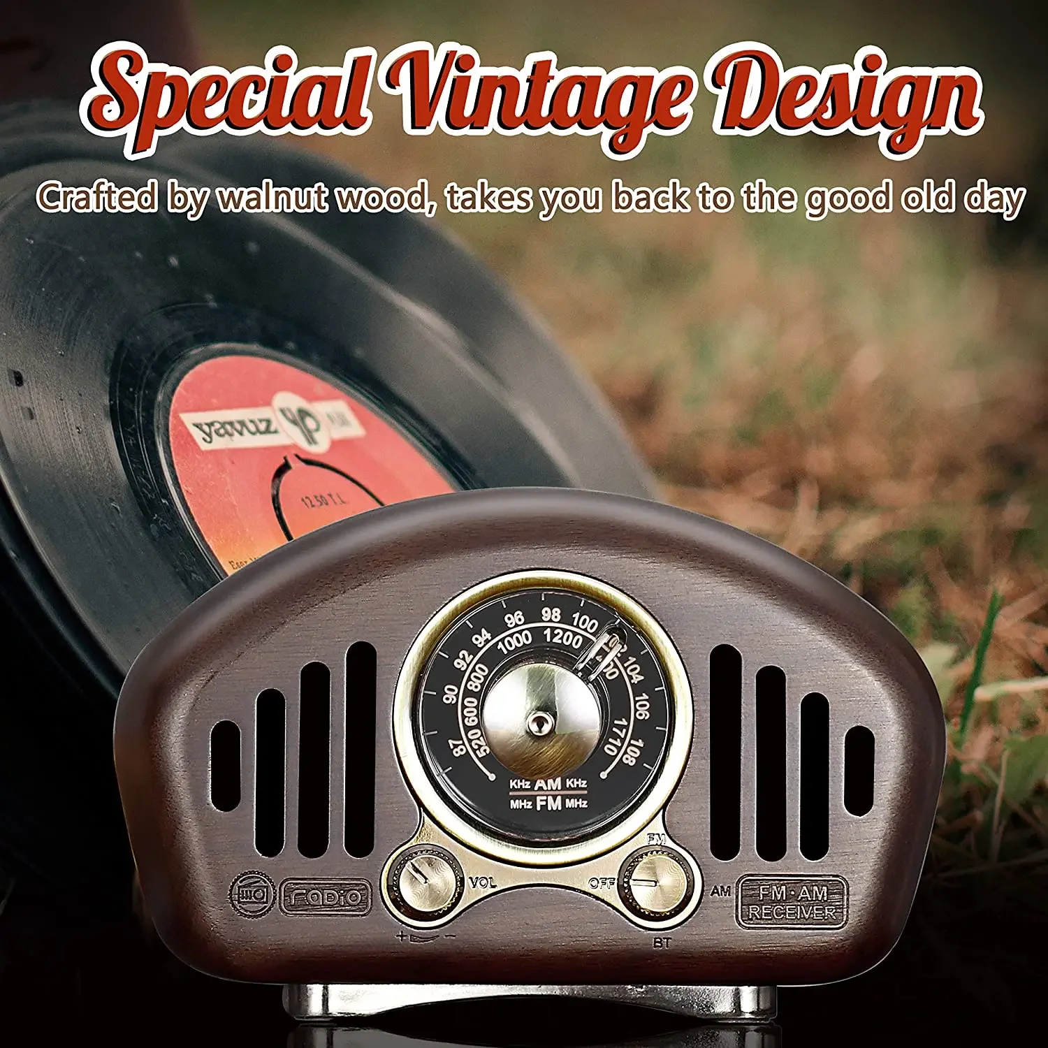 Old Fashioned Classic Retro Style Walnut Wooden 16W Big Power Bluetooth Speaker FM AM Radio Support TF Card MP3 Player