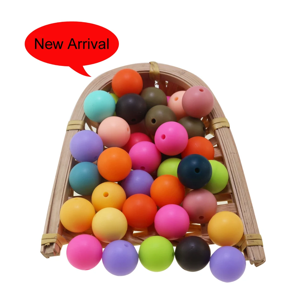 50Pcs/Lot New Colors Honey Mustard 12MM 15MM Silicone Beads Loose Round Baby Chew Ball For Pens Making Jewelry Pacifier Keychain