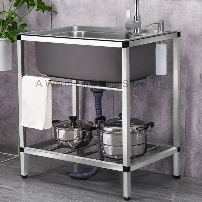 for Metal Restaurant Chinese Kitchen Sink Sinks with Bracket One-piece Simple and Creative Household Kitchen Sink for Kitchen