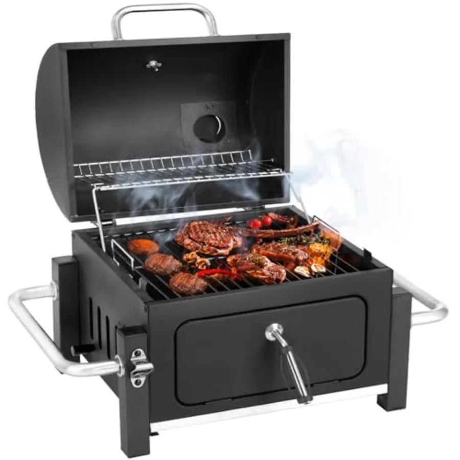 

Portable Charcoal Grill 314 Square Inch Cooking Area Compact Tabletop with Warming Rack Small BBQ Grill Charcoal Tray for Outdo