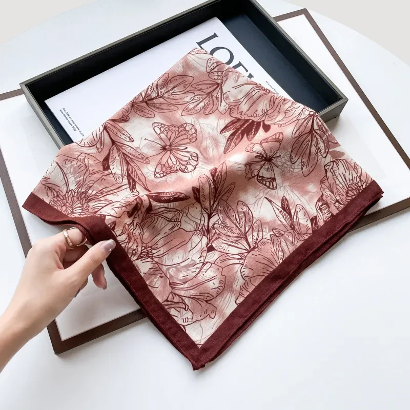 

2026 Red Silk Square Scarf 70cm Printed Retro Professional Waist Scarf Clothing Wholesale