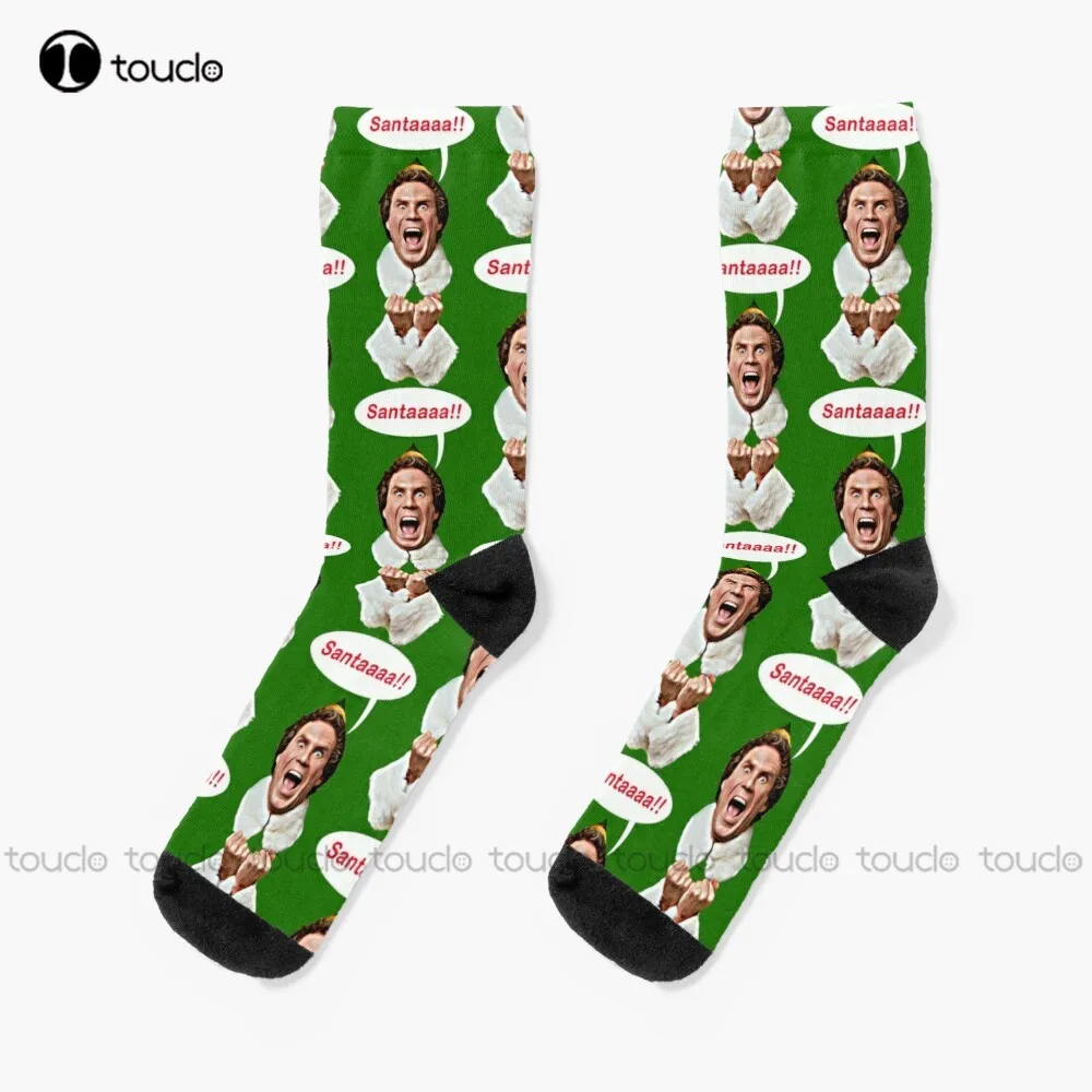 Santaaa!! Will Ferrell Elf Socks Hiking Socks Men Unisex Adult Teen Youth Socks Design Cute Socks  Creative Funny Socks