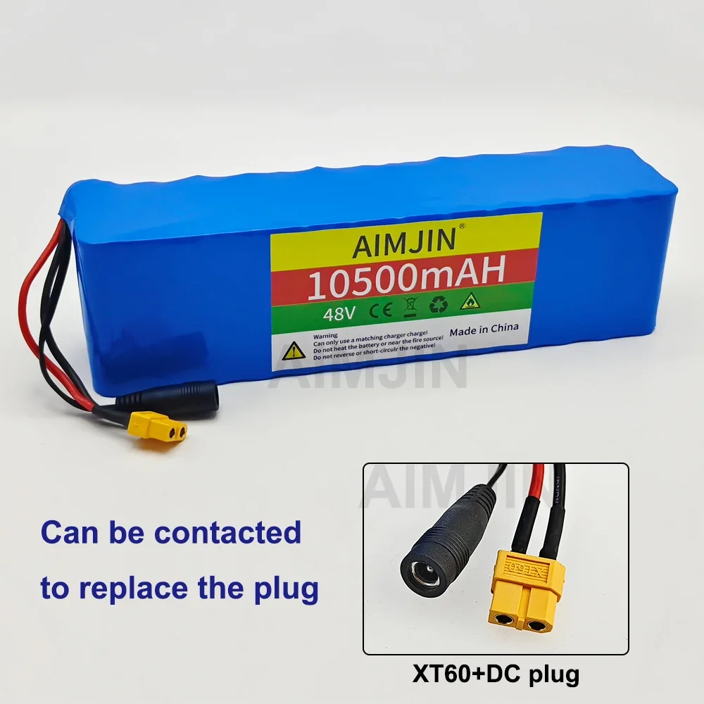 48V 10400mAh 13S3P 18650 แบตเตอรี่ลิเธียมไอออนพร้อมเครื่องชาร์จ BMS + 54.6V เหมาะสําหรับจักรยานและสกู๊ตเตอร์