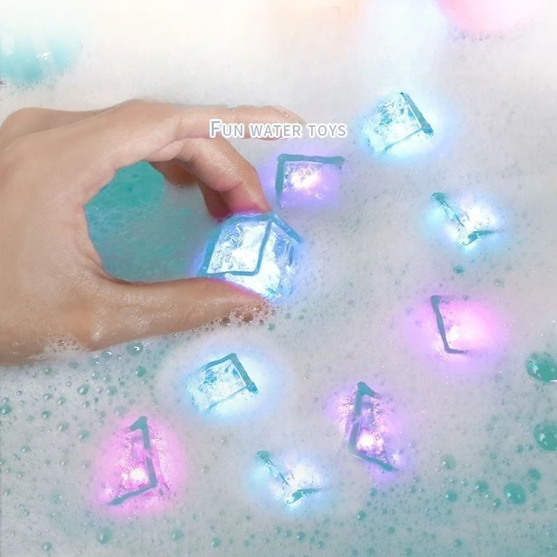 Cube de glace lumineux pour enfants, 6 pièces, jouet de bain, lumière LED, accessoires lumineux colorés pour Bar, Club, fête à boire