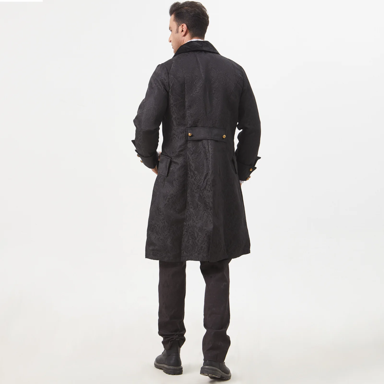 Medieval Men's Uniform Jacket Coat Pure Color Floral Embroidery Halloween Fashionable Men's Clothing Chinese Production