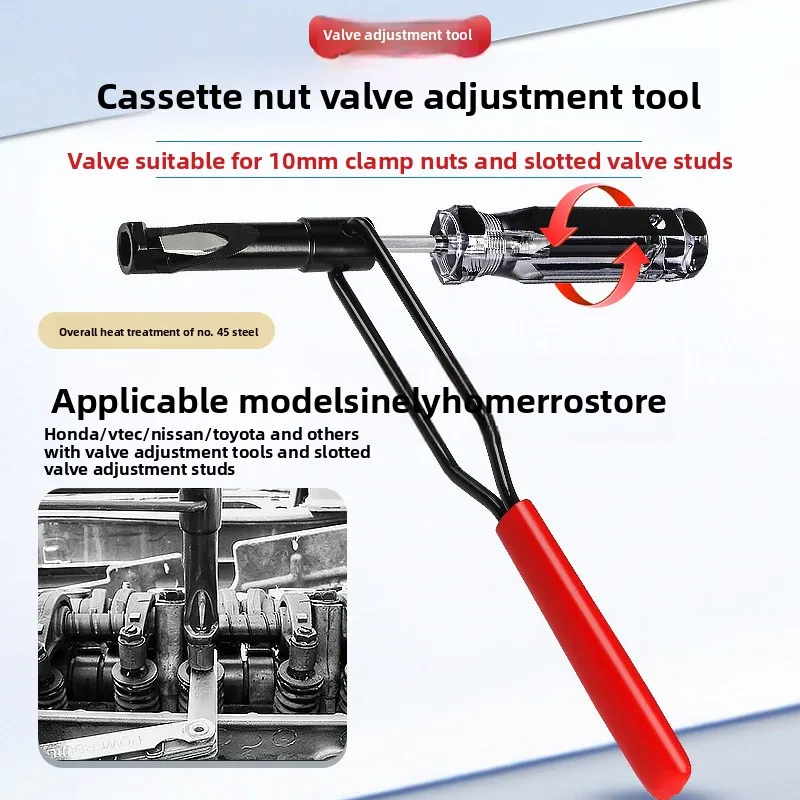 Auto Engine 10mm Slotted Adjusting Screw Tool, Valve Clearance Adjuster Nut Stud, Valve Tap Screw Regulating Tool for Car Care